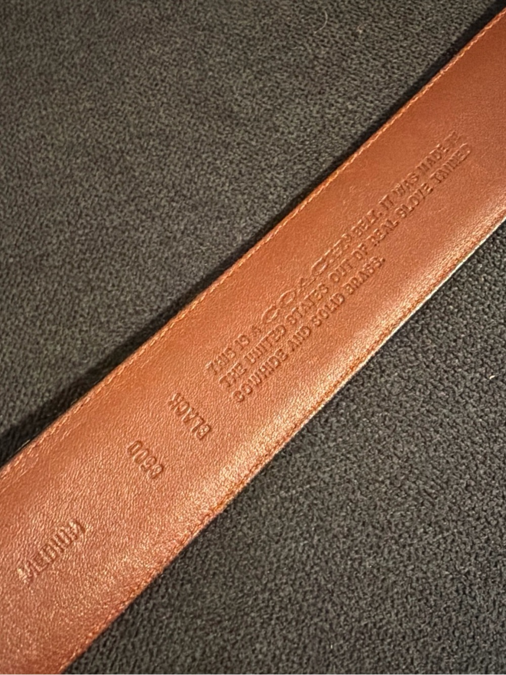 Vintage Coach Black Leather Belt with Brass Gold Buckle - Picture 3 of 5